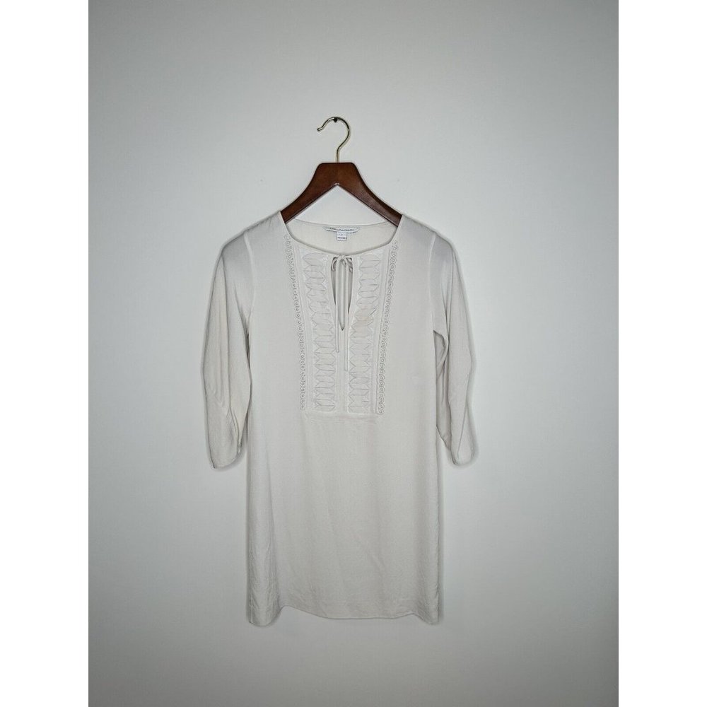 Diane Von Furstenberg Women's White Short Tie Front Dress 0